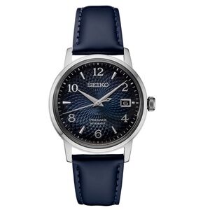 NEW Seiko Presage Cocktail Time Blue Dial Automatic Leather Men's Watch SRPE43